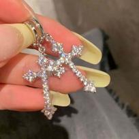 Silver Metal Cross Drop Earring Clear Crystal Stone Cross Dangle Earrings Sparkling Girls Evening Earring Jewelry
