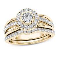 14K geltono aukso žiedas Natūralus baltas 2 karatai Moissanite papuošalas Brangakmenis moterims Anillos De Bizuteria Vestuvinis 14K aukso papuošalas 6&Gold-color balta