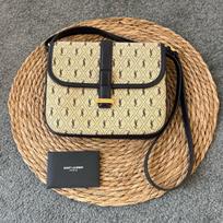 [Pre-Owned] Ysl Monogram Vintage Gold Buckle Logo Canvas And Leather Camera Bag - Excellent #M9L57S ONE SIZE