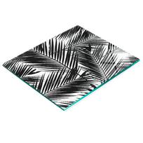 Glass Decorative Serving Board for Snacks Palm Leaves 60X52 Cm