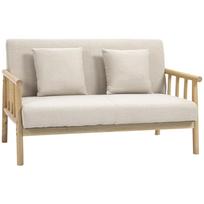 2 vietų sofa, lininio audinio išvaizdos užvalkalas, kompaktiška, iki 200 kg, medinis rėmas, 123I x 69P x 74A cm, smėlio spalvos 123 x 69 x 74 cm smėlis