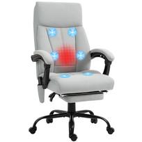 Office Chair with Massage & Heating Function, Footrest, up to 120 kg, Grey 65 x 74 x 119 cm šviesiai pilka spalva
