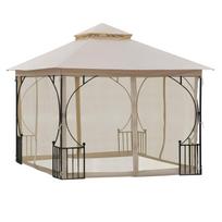 Garden Gazebo Garden Tent, Incl. Fastening Material, Weather-Resistant, 295 cm x 295 cm x 275 cm, Beige + Black 295 x 295 x 275 cm