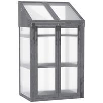 Mini Greenhouse, Small Hothouse with Wooden Frame, Window and Double Door, 3 Shelves, 70L x 50W x 120H cm, Grey 70 x 50 x 120 cm pilka