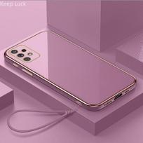 Madingas dirželiu padengtas telefono dėklas, skirtas Samsung Galaxy A14 A24 A34 A54 A13 A23 A33 A53 A73 A12 A32 A52 A72 A11 A20 A50 silikoninis dangtelis A14 violetinė
