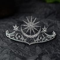 Barokinės žvaigždės karūnos krištolinės nuotakos tiaros kalnų krištolinio akmens konkursas Diadem Bride Star galvos apdangalas Vestuviniai plaukų aksesuarai Tiara De Noiva black