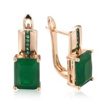 Square Rose Gold English Earrings Dark Green Opal Zircon Black Plating Earrings For Women AVE