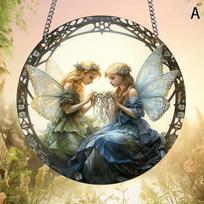 Fairy Elf Windows Hangings Suncatcher Acrylic Stained Suncatchers Ornament Stained Panel Sun Catcher Decoration KTY A