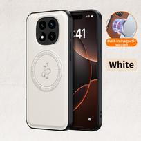 PU Leather Wireless Charging Magnetic Case for Xiaomi Redmi Note 14 Pro 5G 14 Pro+ Plus Protective Cover Hard Back Shell Coque Redmi Note 14 Pro 5G (Global) balta