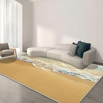 Modern Decoration Large Living Room Rugs 3D Coast Pattern Bedroom Bedside Easy Clean Carpet Lounge Non-slip Washable Mat Outdoor 60*90cm