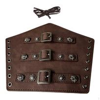 PU Leather Arm Guards Armband Steampunk Knight Role Play Costume Props Wrist Guard Medieval Bracers Dark Brown Lace