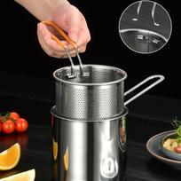 Deep Fryer Pot, Household Japanese Frying Pot for Chicken French Fries With Brush