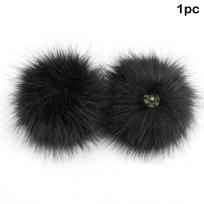12 cm pliušinis plaukų kamuolys su spaude, minkšti dirbtinio lapės kailio pomponai, „pasidaryk pats“ kūdikių kepuraitės, batai, rankdarbiai, dekoratyviniai aksesuarai A10 black