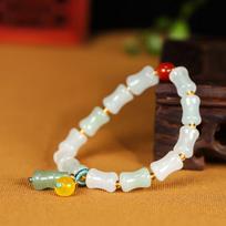 Tianshan Green Leaf Dongling Jade Round Pendant Bracelet brown
