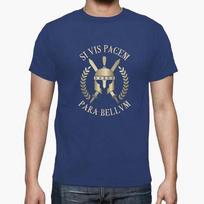 Si Vis Pacem Para Bellum Spartan Helmet Cross Swords TShirt Summer Cotton ONeck Short Sleeve Mens T Shirt New S3XL S blue