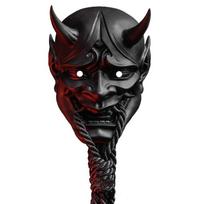 Resin-sealed Red Prajna Mask Latex mask for Halloween with red ghost face and strap Japanese-style Hannya mask Latex black