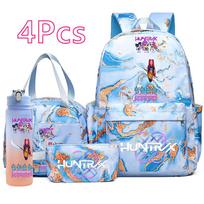 4 vnt./rinkinys Anime Demonų Medžiotojų Spausdintas Kuprinė Rankinė Pieštukinė su 750 ml Vandens Buteliuku Paaugliui Berniukui Mergaitei Didelės Talpos Mokyklinė Kuprinė white
