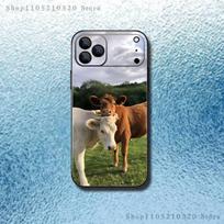 Lovely Cute Cow Cows OX Phone Case For iPhone 17,16,15,14,13,12,11,Pro Max,XSX,,XR,SE,Mini,8,7,Soft Silicone Black Cover iPhone11