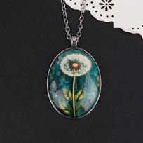 Vintage Bohemian Dandelion Four-Leaf Clover Pendant Necklace Rustic Zinc Alloy Ideal For Daily Wear & Special Occasions Perfect