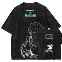 Kinji Hakari Always Bet On Hakari Tshirt Jujutsu Kaisen Jackpot Tee Vintage Washed Hip Hop Anime Streetwear Retro Men Clothes L