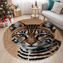 Leopardo Tigro Rašto Apvalus Kilimas Gyvūno Rašto Kilimas Neslystantis Įėjimo Durų Kilimėlis Svetainės Miegamojo Dekoro Kilimas 80cm x 80cm gray