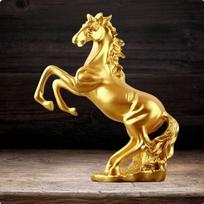 Resin Horse Ornament Symbol of Success Feng Shui Figurine House Decoration for Entrepreneurs, Gold