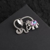 Simple Elephant Brooch with Color Zircons Lovely Animal Brooches Pins for Women Men Jewelry Accessories Gifts sidabras