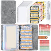 Colorful A6 Handbook Storage Bag 6 Hole Binder Pockets Money Saving Envelope  for Budgeting šviesiai pilka spalva