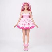 Stage Cosplay Costume Theme for Halloween Performance, Fancy Dress Outfit M rožinė