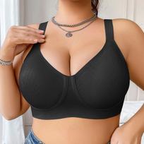 Plus Size Women Wireless Seamless Push Up Anti Sagging Comfort Full Cup Bra 1XL juoda