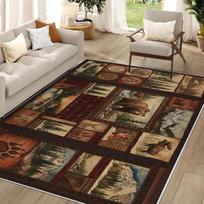 VIKAMA Bear Pine Tree Area Rug Non Slip Washable Cabin Style Rustic Living Room Bedroom Floor Mat Farmhouse Decor Carpet 80x120cm