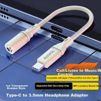 KOVOL Type-C to 3.5mm Headphone Adapter USB-C Audio Converter with DAC Chip Compatible with Apple iPhone 17/16, Huawei, Honor, Xiaomi Smartphones