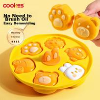 COOKSS Baby Food Steamed Cake Mold, Infant Food-Grade Silicone Box, Cat Paw-Shaped, Heat-Resistant, Baking Mold, Steaming And Cooking Mold, Yellow