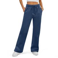 Womens Wide Leg Sweatpants Casual High Waist Baggy Sweatpants Boyfriend Jogger Pants With Pockets Trousers XXL tamsiai mėlyna