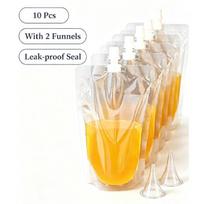 10 vnt. skaidri, savaime stovinti, nešiojama gėrimų pakuotė su užsukamu dangteliu 200ml beige