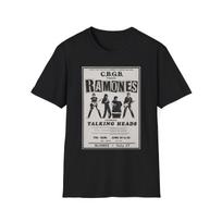 Ramones & Talking Heads CBGB Fan Fiction Concert Poster T-Shirt | Retro Vintage Band Tee XL