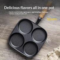 1Pcs Cast Iron Non-Stick 4 Grid Frying Pan Flat Bottom Skillet Ideal for Eggs Burger Camping Picnic Use Square