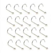 20Pcs/Set Stainless Steel Crystal Rhinestone Jewelry Piercing Nose Stud Rings balta