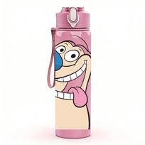 1PC Ren & Stimpy Cartoon Big Nose Character Print 750ml Portable Sports Water Bottle Leakproof Travel Gym Drink Cup Pack of 1 rožinė