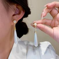 925 Silver Needle Korean Fashion Water Drop Pearl Earrings For Women Jewelry Trending New Women's Elegant Palace Earrings