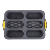 Non-Stick Silicone Baking Mold 6 Cavity Food Grade Silicone Bake Tray Reusable Heat Resistance Hot Dog Bread Mold DIY Kitchen pilka