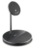 Hama 2-in-1 qi2 wireless charger with holder 15w black