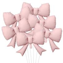 6pcs Baby Pink Bow Balloon Bow Tie Pink Balloon Mini Bow Balloon Wedding Bride Shower Girl Gift Balloon Decoration 55x43cm kūdikio rožinė spalva
