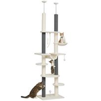 Cat Tree, Ceiling-High, Adjustable 225-255 cm, Platforms & Hammocks, Anti-Tip Safety, White 60 x 44 x 255 cm balta