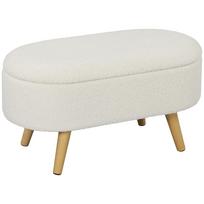 Bench with Storage and Lid, Footstool for Hallway, Living Room, Bedroom, Wood, Fabric Cover, White 82 x 41 x 45 cm balta