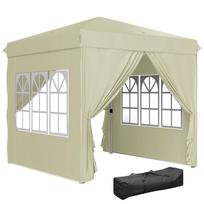 2.5 x 2.5 m Pop-Up Gazebo with Side Walls and Carry Bag, UPF50+ Height-Adjustable Garden Tent, Cream White 248 x 248 x 270 cm