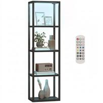 RGB Floor Lamp with Glass Shelves, 4-Level LED Floor Lamp with Remote Control, Music Sync, Black 45 x 29 x 157 cm juoda