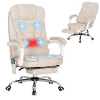Office Chair with Massage Function, Ergonomic, 65x160x104cm, Cream White 65 x 70 x 119 cm