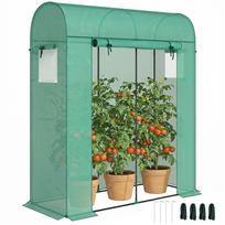 Tomato Greenhouse Foil Greenhouse with Roll-up Door Mesh Window Arched Roof 170 x 68 x 200 cm Green 170 x 68 x 200 cm žalia
