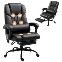 Office Chair Ergonomic with Massage Function, Desk Chair with Footrest, High Backrest, Lumbar Support, Black 66 x 75 x 122 cm juoda